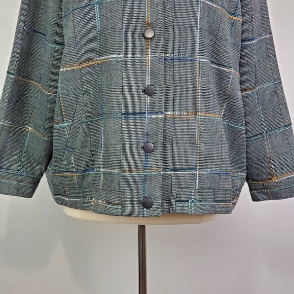 CJ Banks Gray Career or Casual Plaid Button Front Blazer Jacket NEW NWT Size 2X - Picture 4 of 16